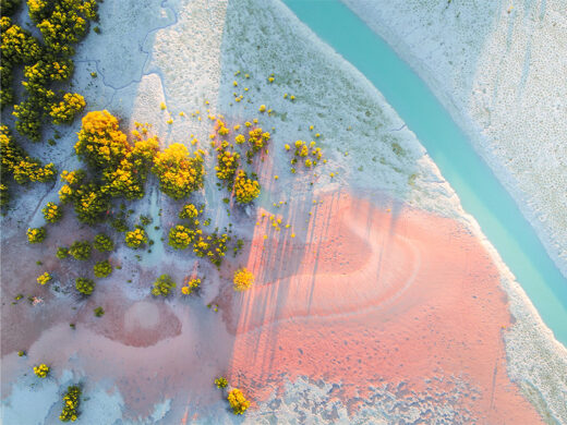 Drone Photo at low tide of Little Crab Creek in Broome, Western Australia From Miles Away