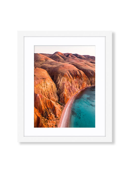 An Aerial Drone Photo of Sellicks Beach at Sunset in South Australia. Available as a fine art framed photo print.