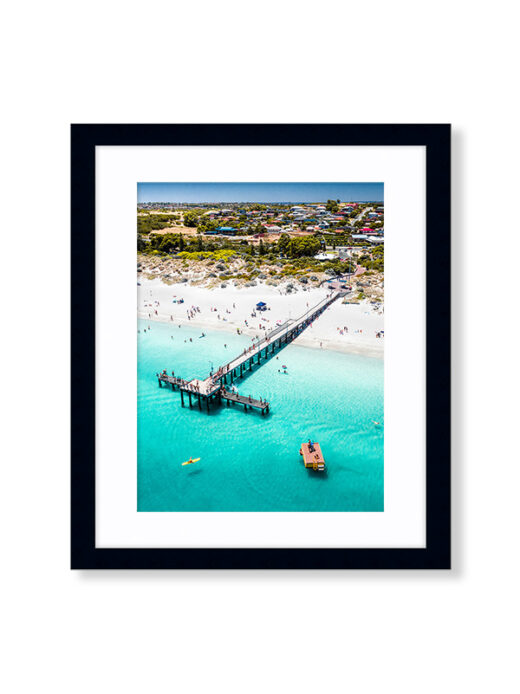 An Aerial Drone Photo of Coogee Beach Jetty in Perth Western Australia. Available as a fine art framed photo print.