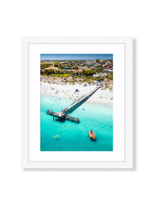An Aerial Drone Photo of Coogee Beach Jetty in Perth Western Australia. Available as a fine art framed photo print.
