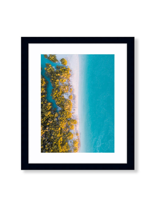 An Aerial Drone Photo of Sunrise at Willie Creek Mangroves. Available as a fine art framed photo print.