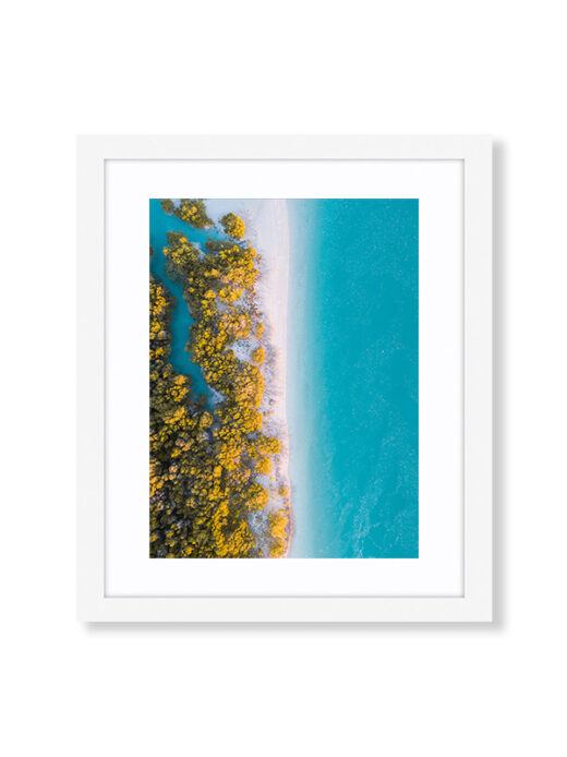 An Aerial Drone Photo of Sunrise at Willie Creek Mangroves. Available as a fine art framed photo print.