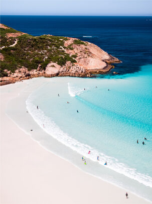 Matt Deakin From Miles Away aerial drone photo of Warton Beach Duke Of Orleans Bay during summer in Esperance Western Australia. Photo now available as a framed or canvas print.