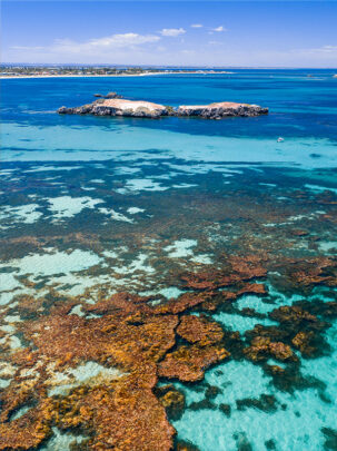 Bird Island Point Peron Rockingham Reef drone photo fine art framed print canvas from miles away matt deakin
