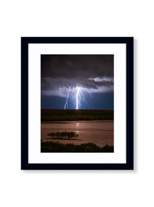 Dampier Creek Roebuck Bay Lightning Strike in Broome. Available as a fine art framed photo print.