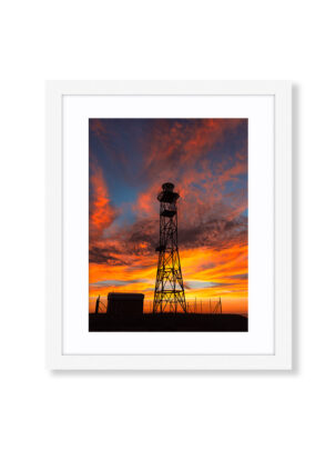 Gantheaume Point Lighthouse Sunset Framed Photo with White Frame