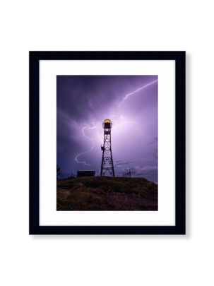 Gantheaume Point Lightning Framed Black Photo Print