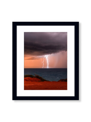 Gantheaume Point Storm Lightning Bolt Black Framed Print