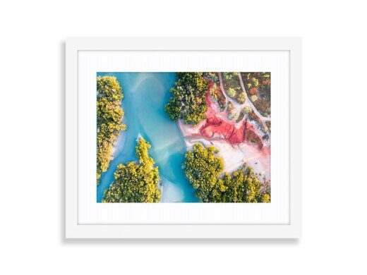 Barred Creek Sunrise from a drone available as a fine art photographic print framed or canvas by matt deakin from miles away